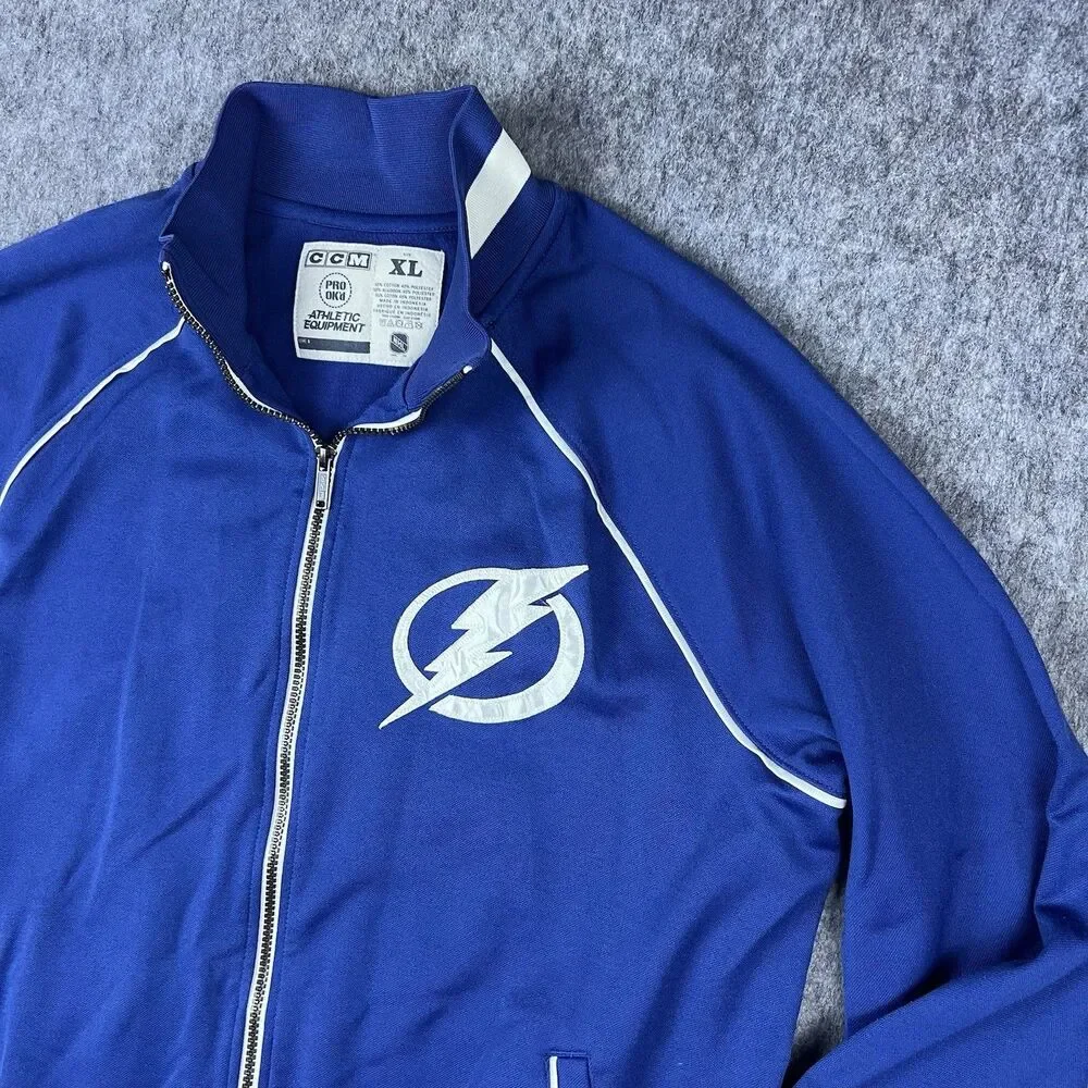 Vtg CCM Tampa Bay Lightning Men's Jacket Zip Up Stanley Cup 2004 Blue Size XL